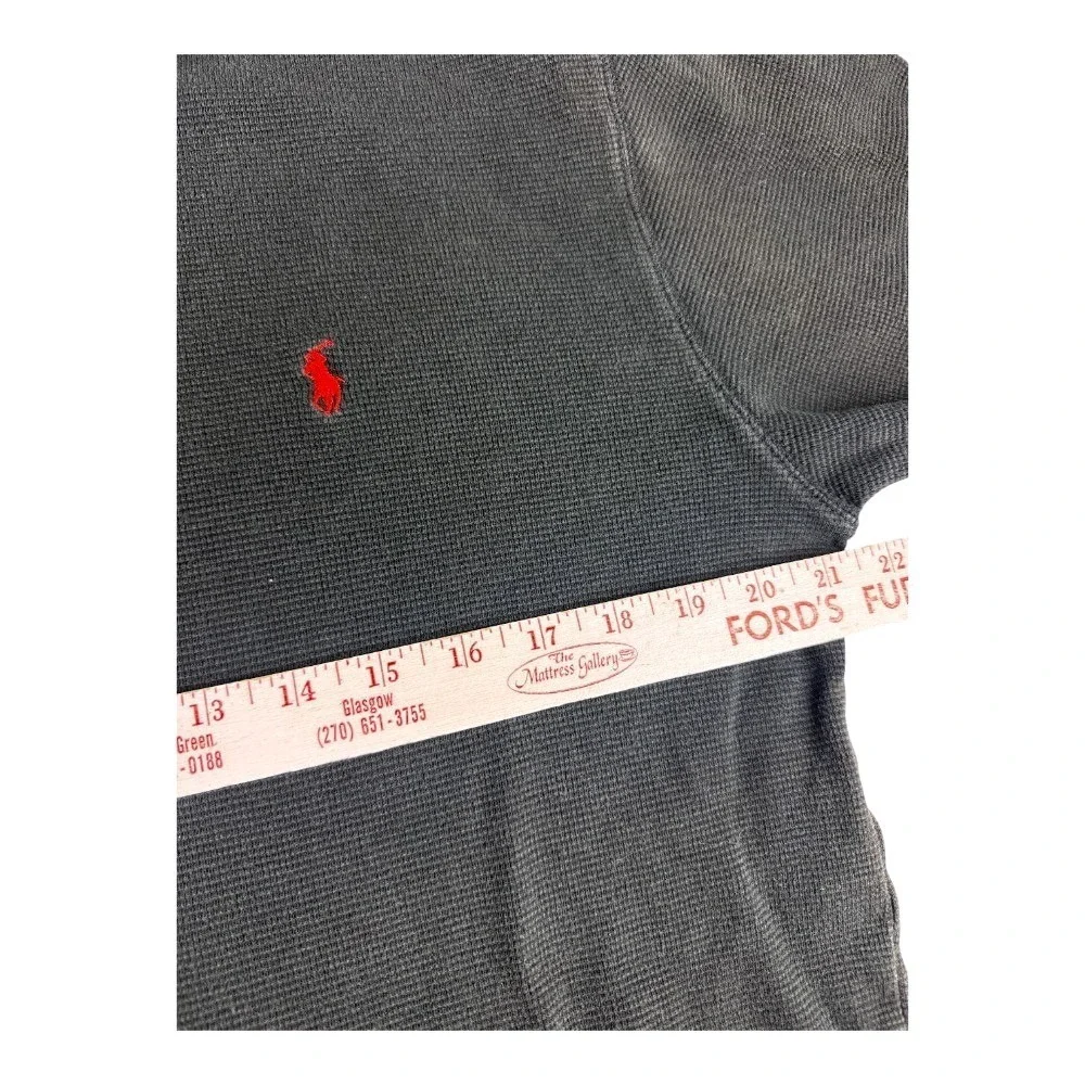 Polo Ralph Lauren Mens 2XL Black Waffle Knit Thermal Crewneck Sleepwear Top